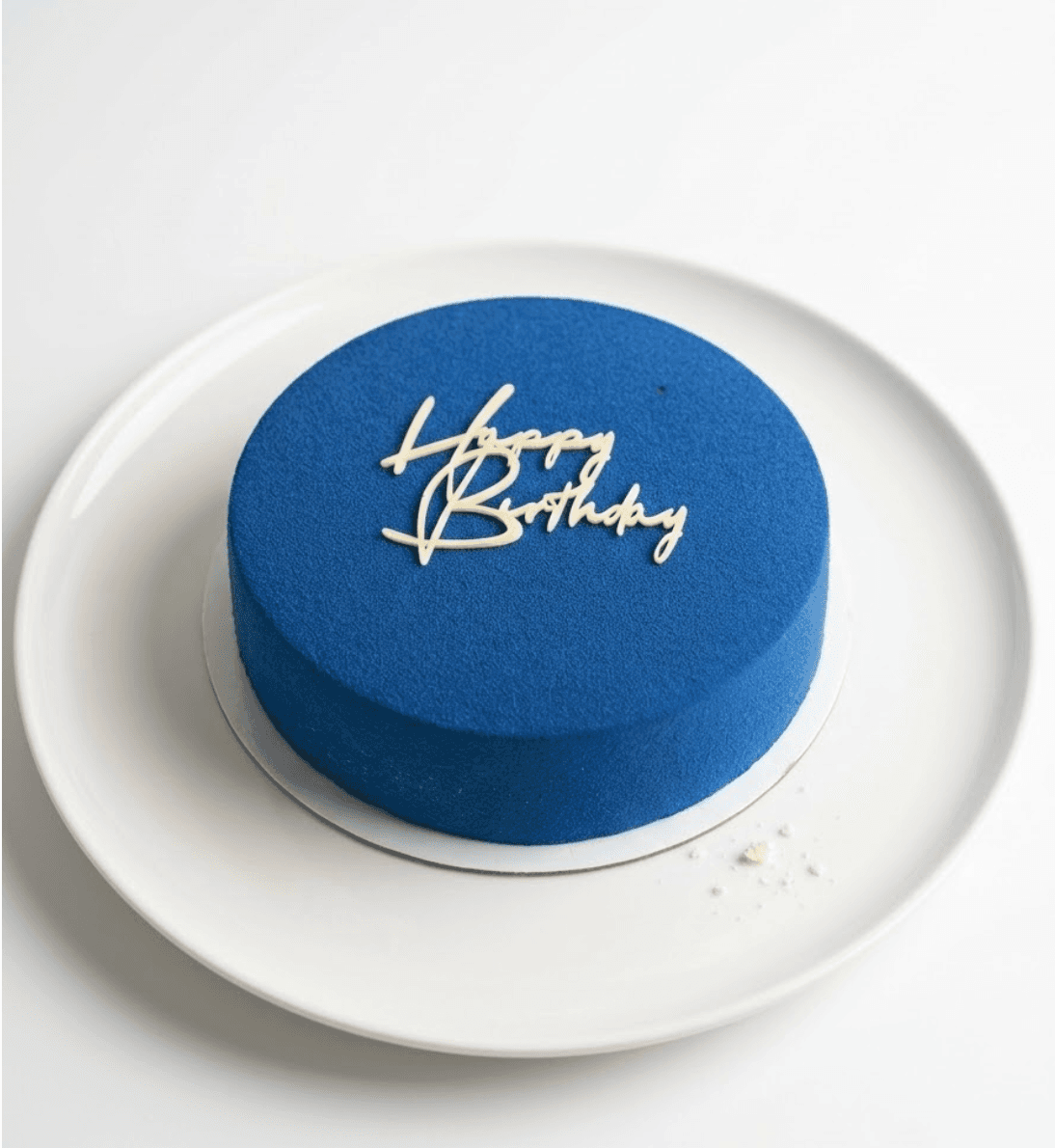 Navy blue bento cake with gold Happy Birthday lettering — custom order