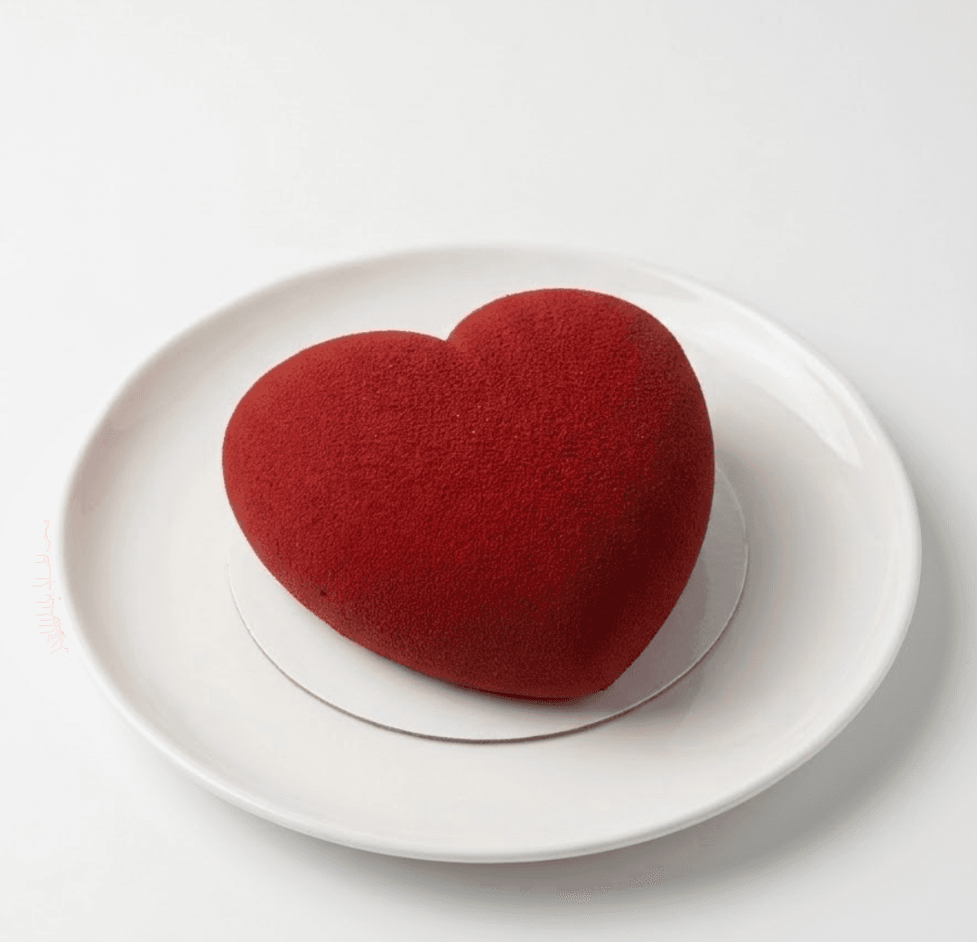 Red velvet heart-shaped bento cake — custom dessert