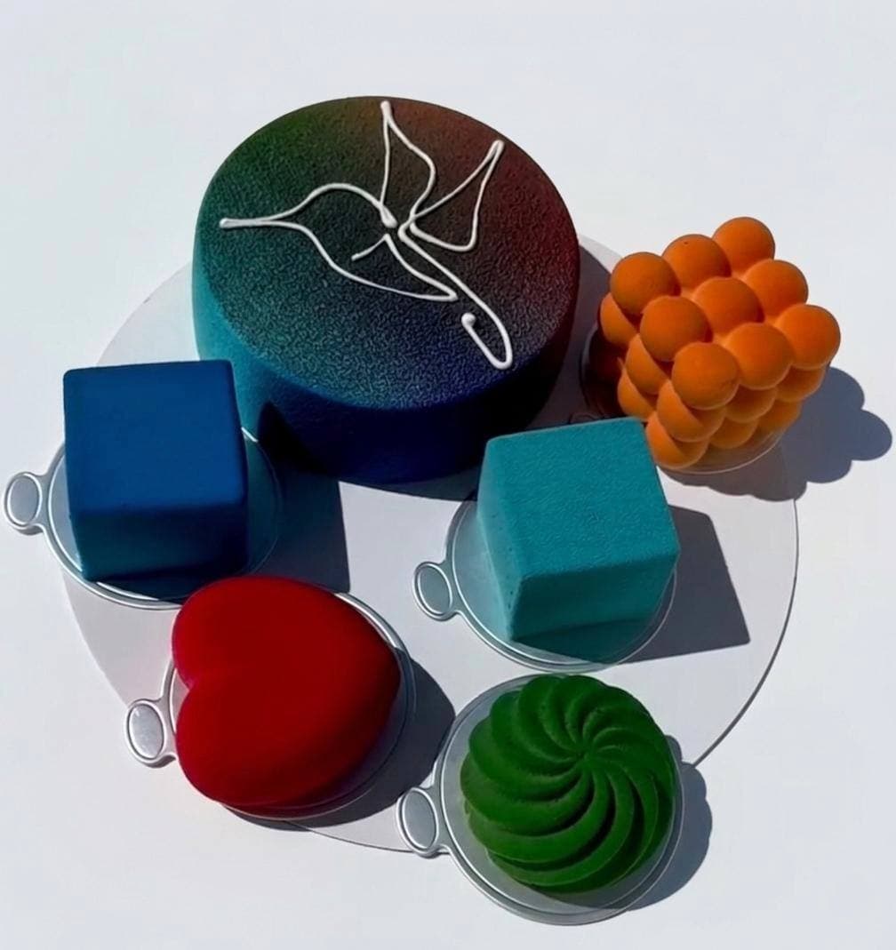 Signature geometric mousse dessert collection — custom order